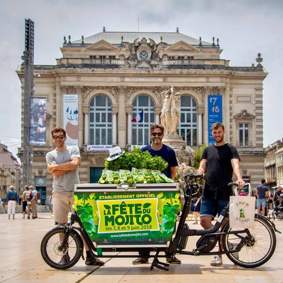 Le triporteur de la Fête du Mojito place de la Comédie à Montpellier